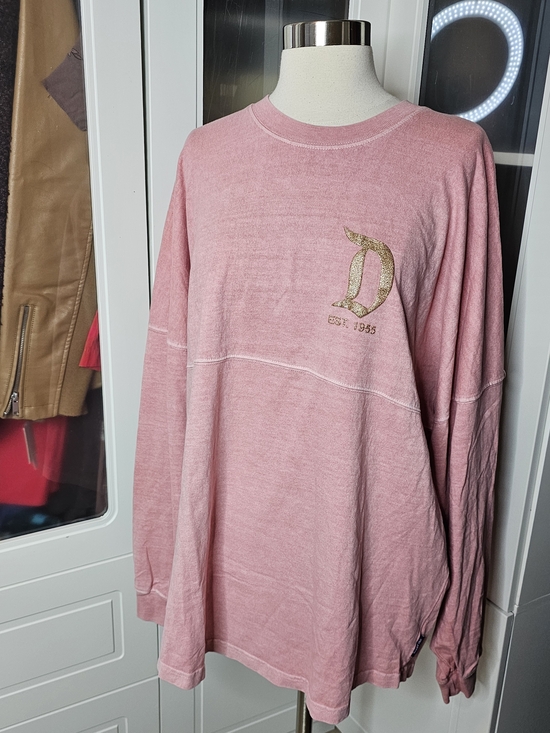 Disney Tops - Disney Pink Long Sleeve Tee with Gold D Logo